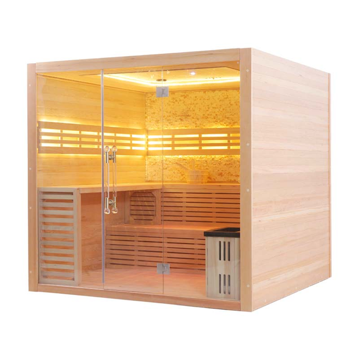 SAUNA EVOLUTION® Hemlock / Red Cedar Indoor Therapy Wood Steam Sauna Room Glass 09
