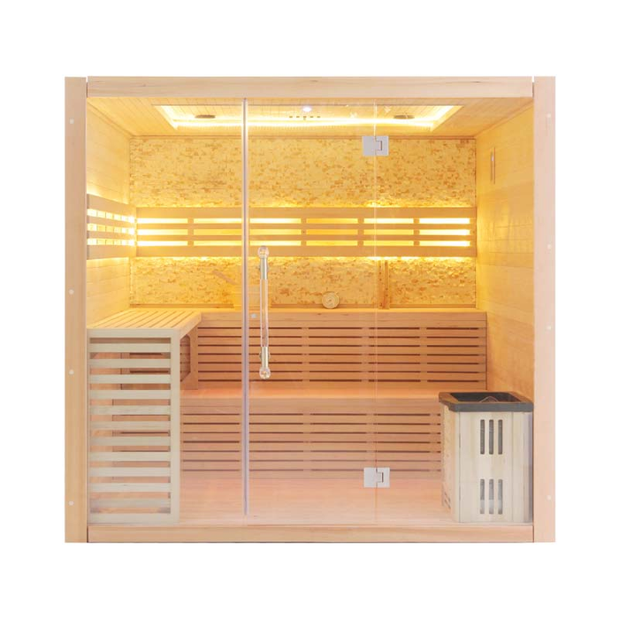 SAUNA EVOLUTION® Hemlock / Red Cedar Indoor Therapy Wood Steam Sauna Room Glass 09
