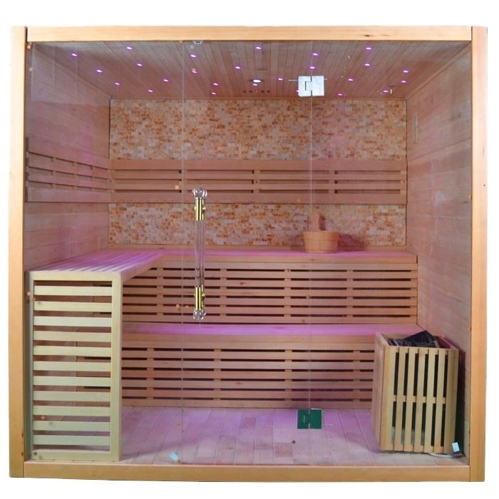 SAUNA EVOLUTION® Hemlock / Red Cedar Indoor Therapy Wood Steam Sauna Room Glass 09