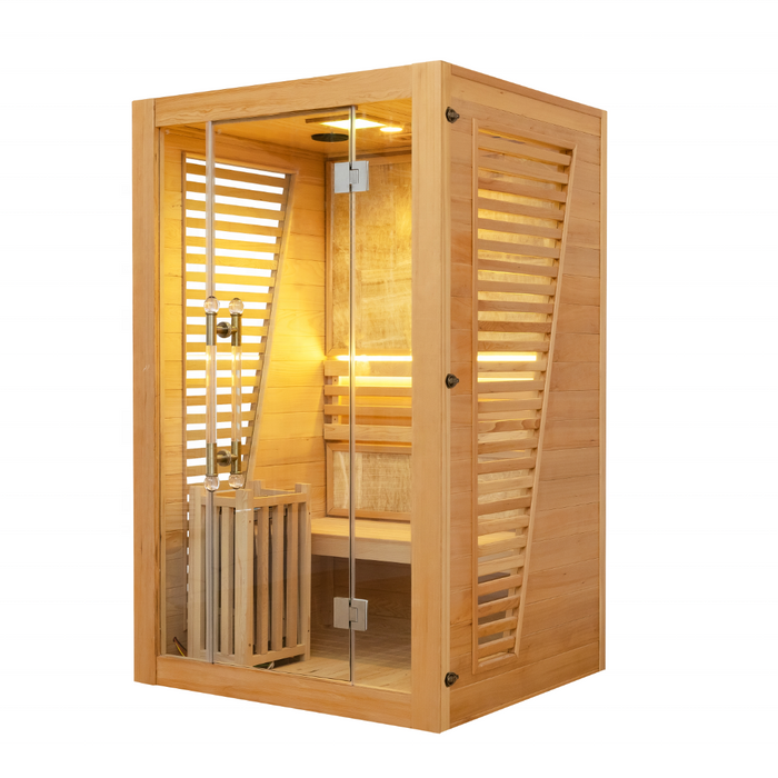 SAUNA EVOLUTION® Commercial Red Cedar Hemlock Indoor Steam Sauna Room Glass 01