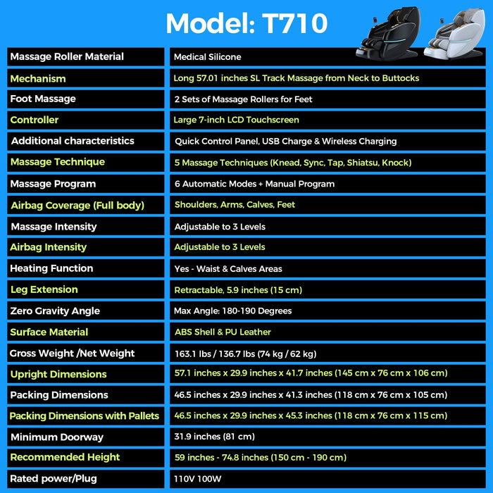 WANKO Harmony SL-Track Zero Gravity Full Body Recliner Massage Chair