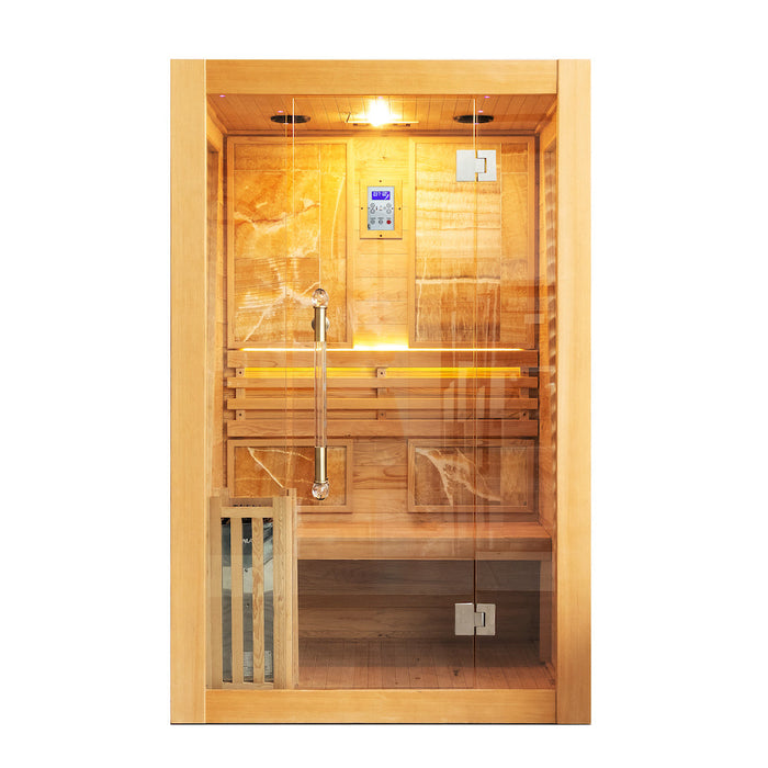 SAUNA EVOLUTION® Commercial Red Cedar Hemlock Indoor Steam Sauna Room Glass 01