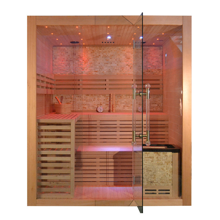 SAUNA EVOLUTION® Include Therapy Wood Traditional Steam Sauna Modern Relax 7