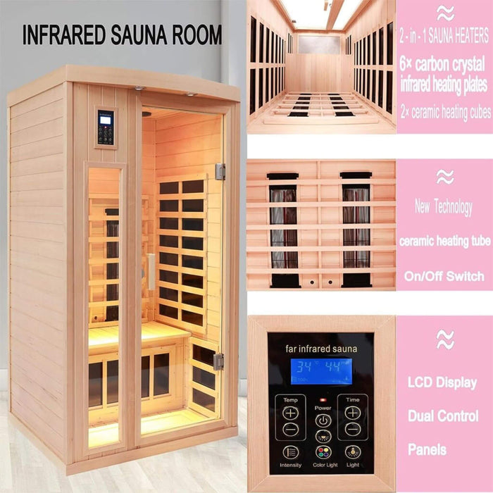 Thermora Orien Premium 2 - Person Low EMF FAR - Infrared Heat Wood Home Personal Spa Sauna With Ceramic Heaters, 1760W (SAK25714) - Elite Recovery Wellness
