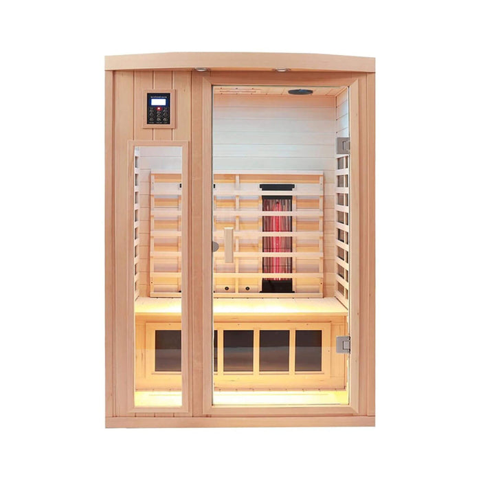 Thermora Orien Premium 2 - Person Low EMF FAR - Infrared Heat Wood Home Personal Spa Sauna With Ceramic Heaters, 1760W (SAK25714) - Elite Recovery Wellness