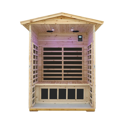 Thermora Luxury 2 - Person Outdoor Low EMF Hemlock Infrared Sauna With Bluetooth And Chromotherapy Light (SAK97318) - Elite Recovery Wellness