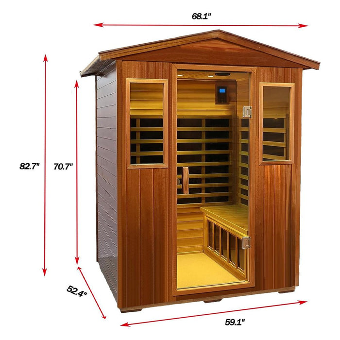 Thermora Premium 4-Person Luxury Low EMF Outdoor FAR Infrared Home Sauna With Bluetooth Audio, 2050W (SAK15372)