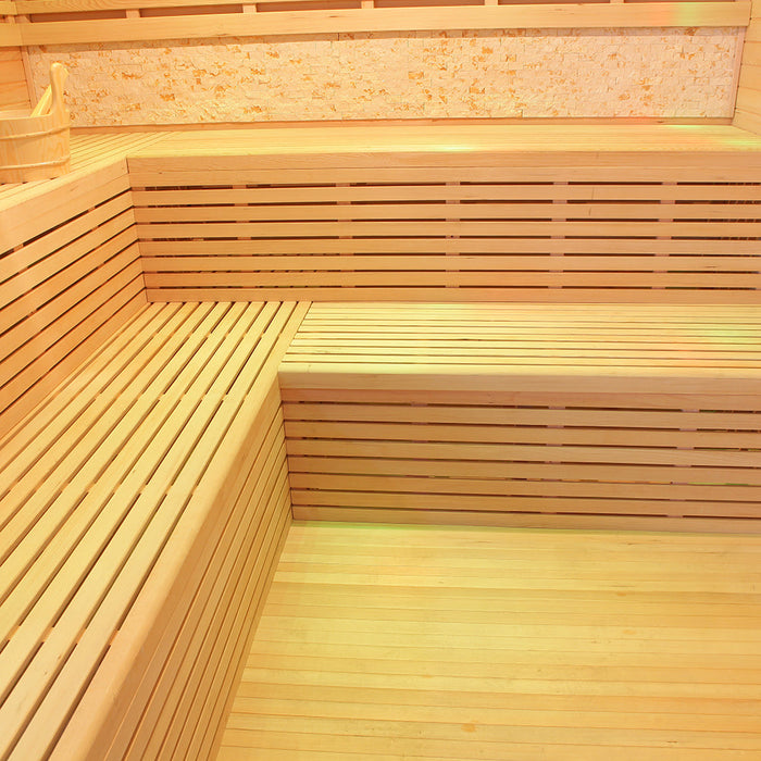 SAUNA EVOLUTION® Include Therapy Wood Traditional Steam Sauna Modern Relax 7