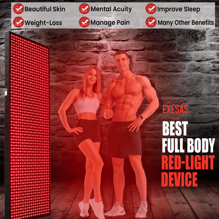 EXESAS 1216 LED, 6080W Dual-Chip, Red Light Therapy Device for Full Body, 4-Wavelengths Infrared LED Panel for Skin, Weight, Pain, Wellness - Elite Recovery Wellness
