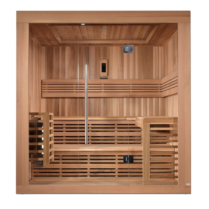 SAUNA EVOLUTION® 6 Person Indoor Double Bench Steam Sauna Glass 18