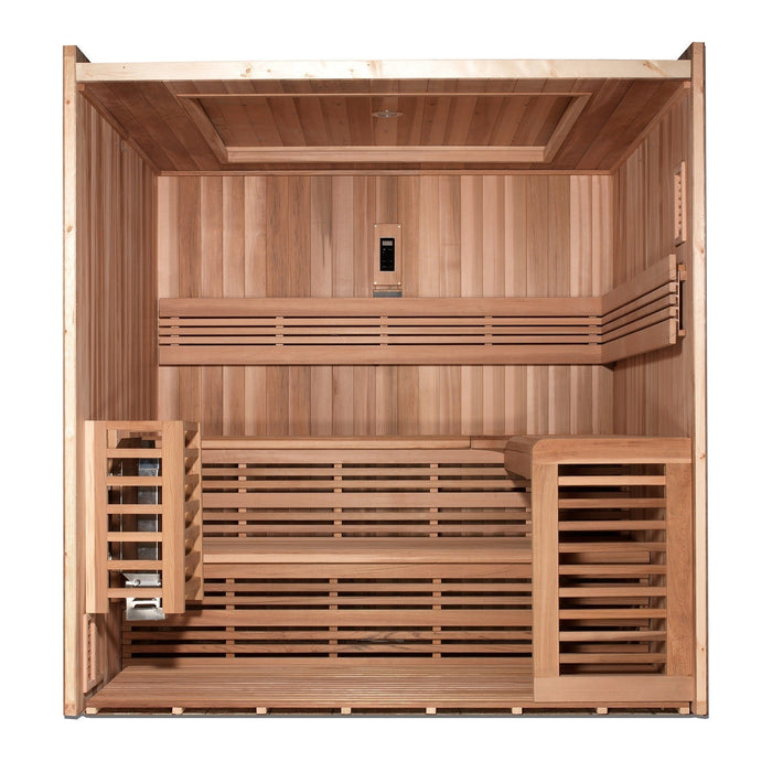 SAUNA EVOLUTION® 6 Person Indoor Double Bench Steam Sauna Glass 18