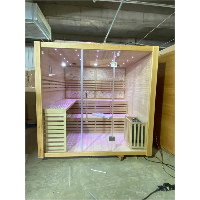 SAUNA EVOLUTION® Hemlock / Red Cedar Indoor Therapy Wood Steam Sauna Room Glass 09