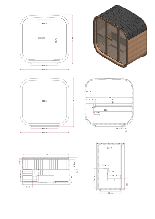 Mande Spa USA MW12 ThermoWood® Outdoor Sauna