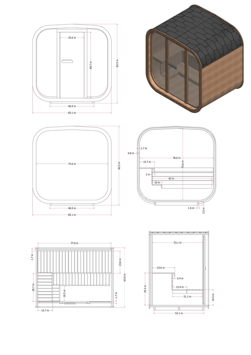 Mande Spa USA MW16 ThermoWood® Outdoor Sauna