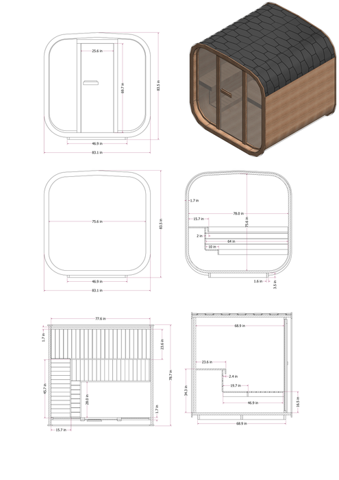 Mande Spa USA MW20 ThermoWood® Outdoor Sauna
