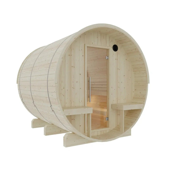 Turku Finnish Barrel Sauna with Terrace and WiFi Heater - Finnish Sauna Builders - Elite Recovery Wellness