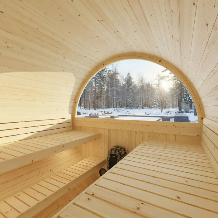 Turku Finnish Barrel Sauna with Terrace and WiFi Heater - Finnish Sauna Builders - Elite Recovery Wellness