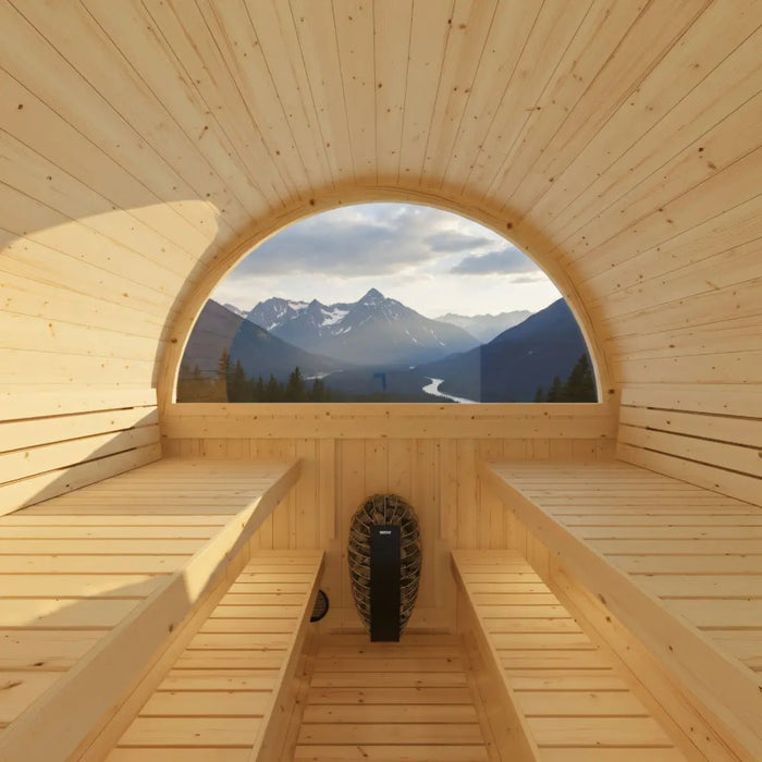 Turku Finnish Barrel Sauna with Terrace and WiFi Heater - Finnish Sauna Builders - Elite Recovery Wellness