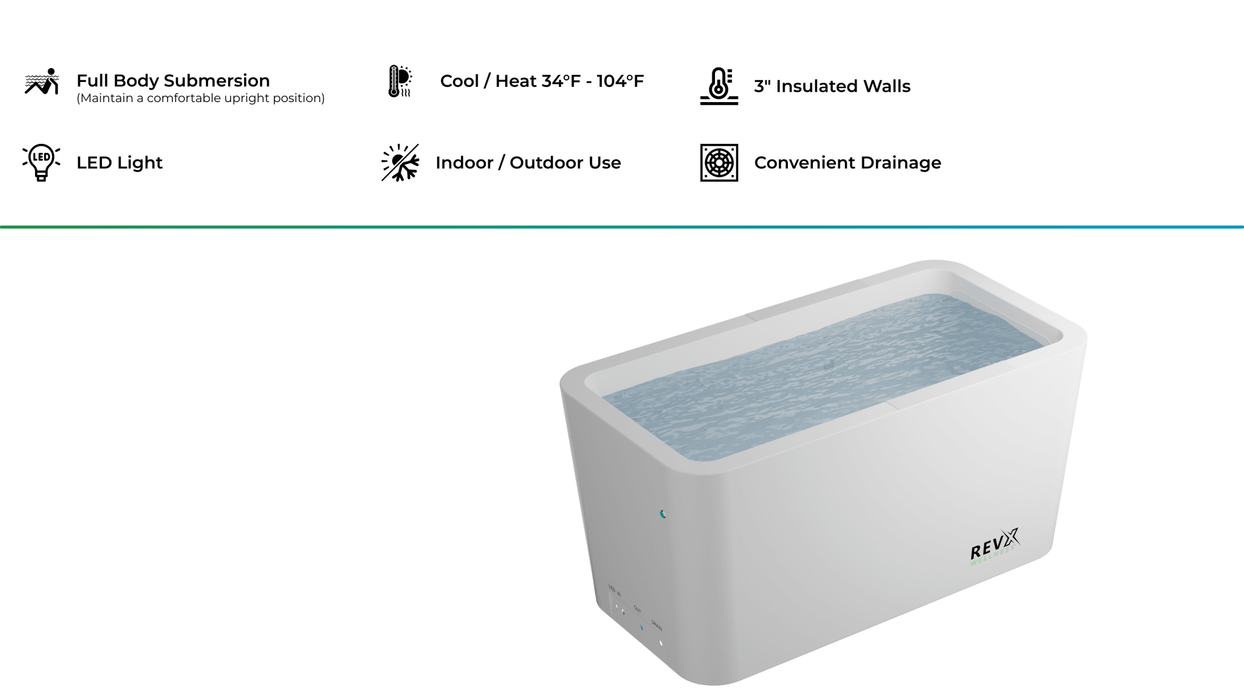 RevX Acrylic X Tub Cold Plunge + LUX High Performance Chiller and Filtration System - Elite Recovery Wellness