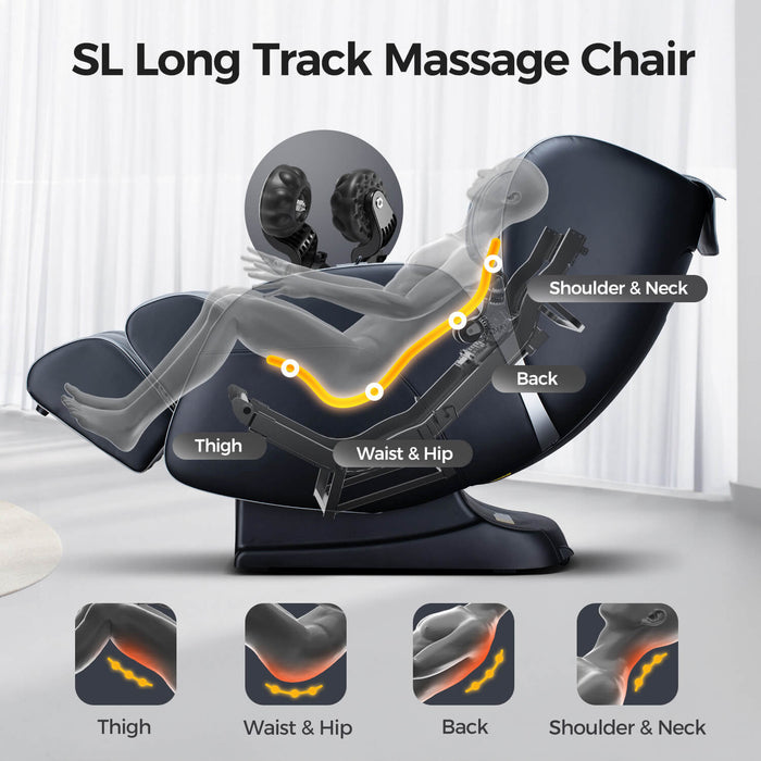 Bosscare Full Body 3D Zero Gravity Shiatsu Recline Massage Chair With Waist Heating (SAK37215) - Elite Recovery Wellness
