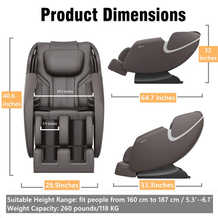 Bosscare Full - Body Zero - Gravity Leather Massage Chair With Zero Gravity And Bluetooth [GR8012] (SAK12074) - Elite Recovery Wellness