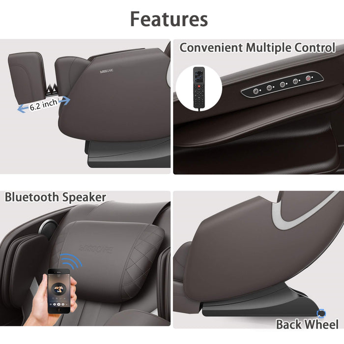 Bosscare Full - Body Zero - Gravity Leather Massage Chair With Zero Gravity And Bluetooth [GR8012] (SAK12074) - Elite Recovery Wellness