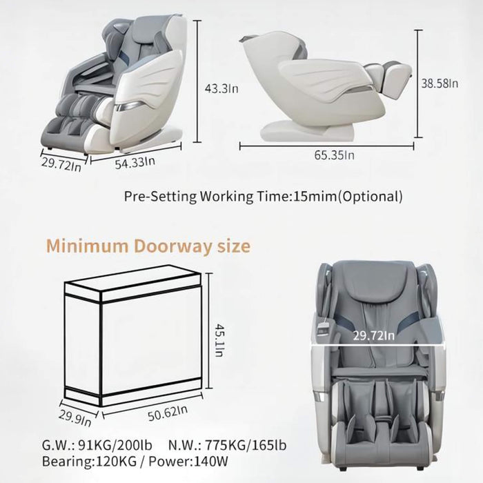 Bosscare Premium Full Body Zero Gravity Massage Chair With Ai Voice And App Control, Gray (SAK35970) - Elite Recovery Wellness