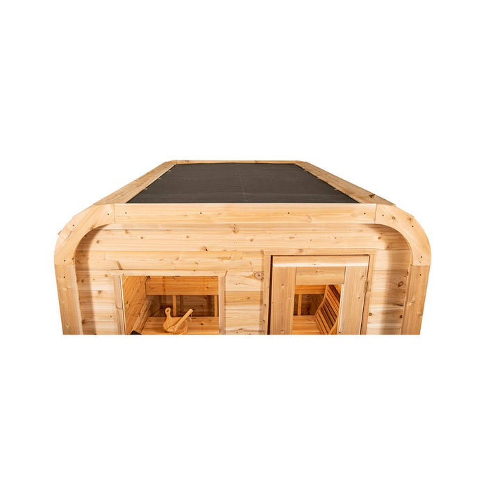 Dundalk Leisurecraft 4 - Person Canadian Timber Luna Cube Sauna With Sloped Roof And Front Window [CTC22LU] (SAK96475) - Elite Recovery Wellness
