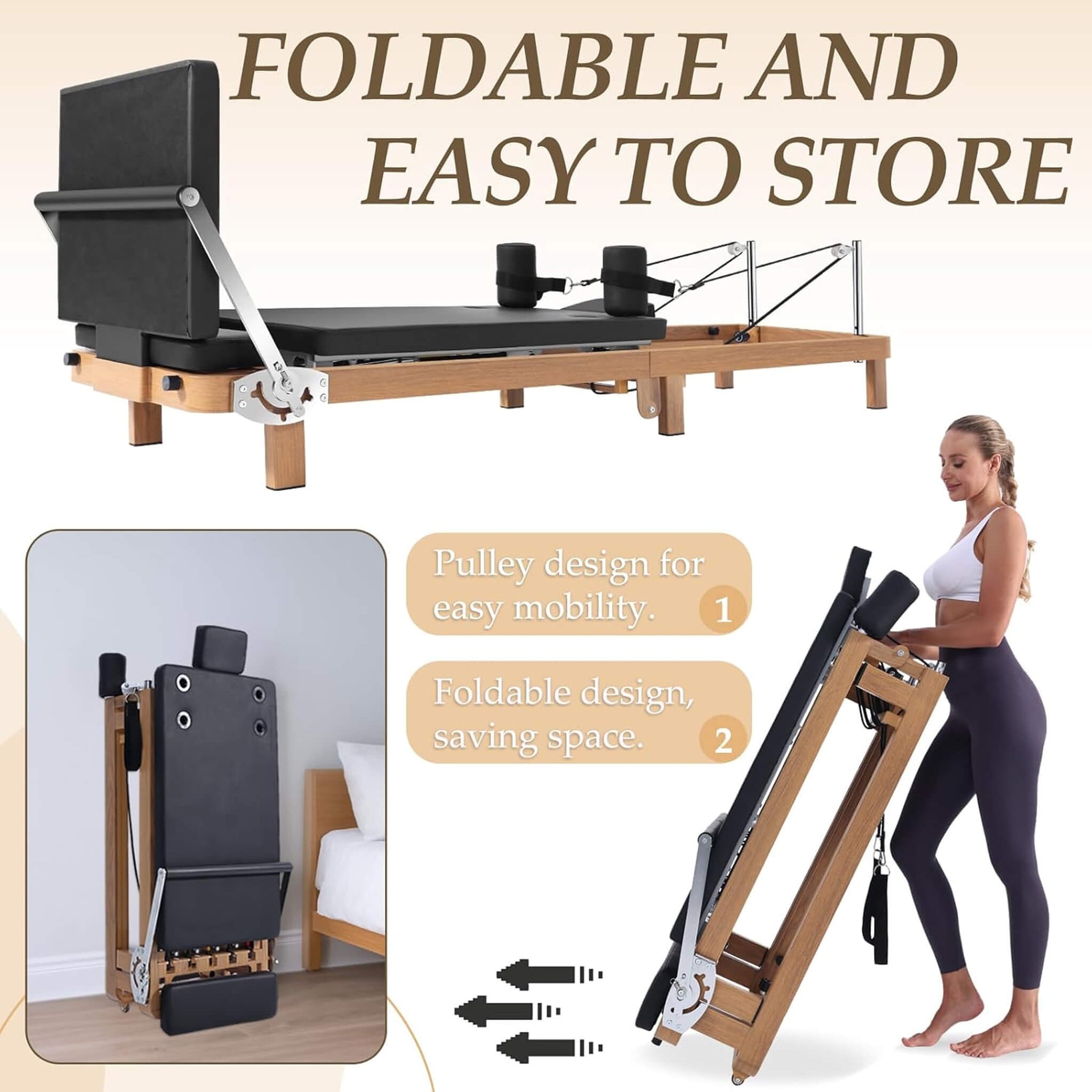 Core Pilates Apex Foldable Dual Resistance Pilates Reformer With Jumpb ...