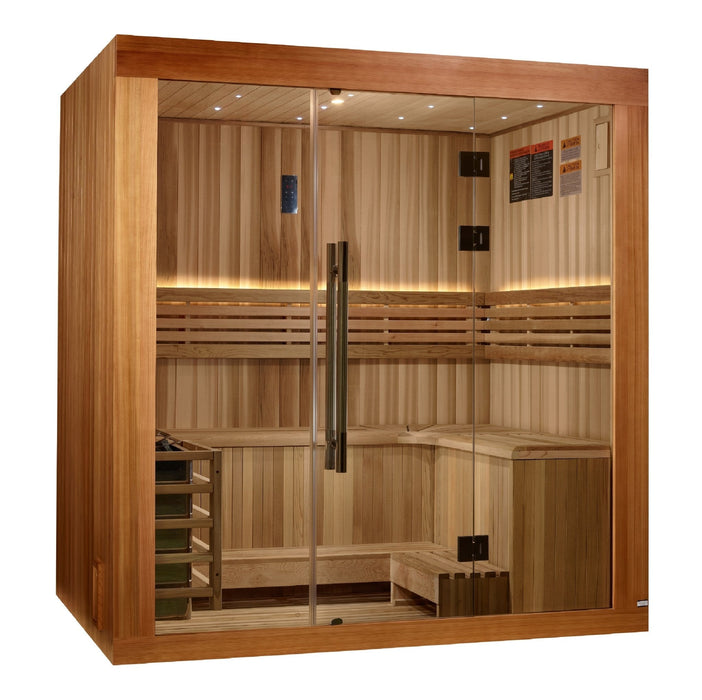 Golden Designs 2025 "Copenhagen Edition" 3 - Person Traditional Sauna – Canadian Red Cedar & Pacific Premium Clear Cedar - Elite Recovery Wellness