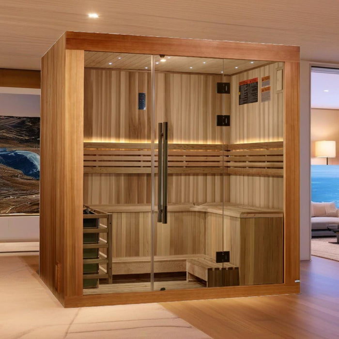 Golden Designs 2025 "Copenhagen Edition" 3 - Person Traditional Sauna – Canadian Red Cedar & Pacific Premium Clear Cedar - Elite Recovery Wellness