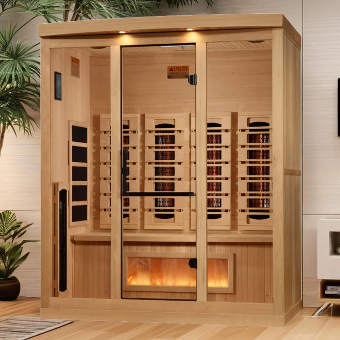 InHouse Wellness Golden Designs 4-Person Full Spectrum Near Zero EMF Infrared Sauna with Himalayan Salt