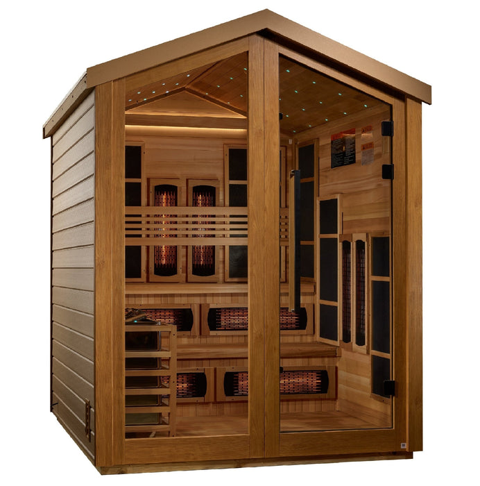 Golden Designs Loviisa 3-Person Hybrid Outdoor Sauna – Canadian Red Cedar Interior