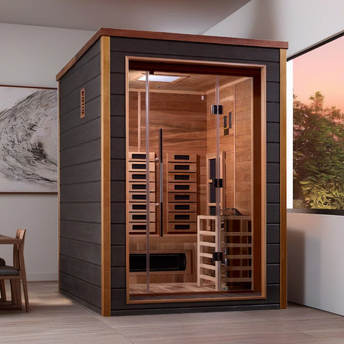 Golden Designs “Nora” GDI-8222-01 – 2-Person Outdoor Hybrid Sauna (Traditional + Infrared Heating)