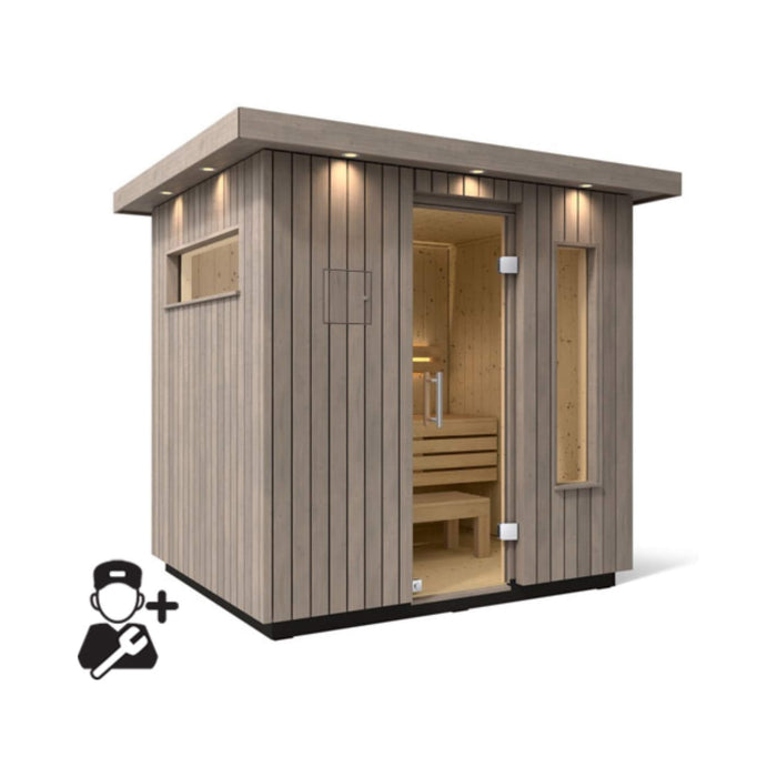 Kohler C2 Outdoor Weathered Gray Spruce Sauna Kit (SAK39184) - Elite Recovery Wellness
