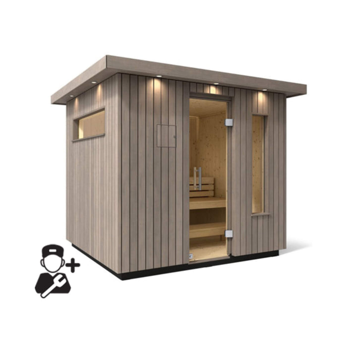 Kohler C2 Outdoor Weathered Gray Spruce Sauna Kit (SAK39184) - Elite Recovery Wellness