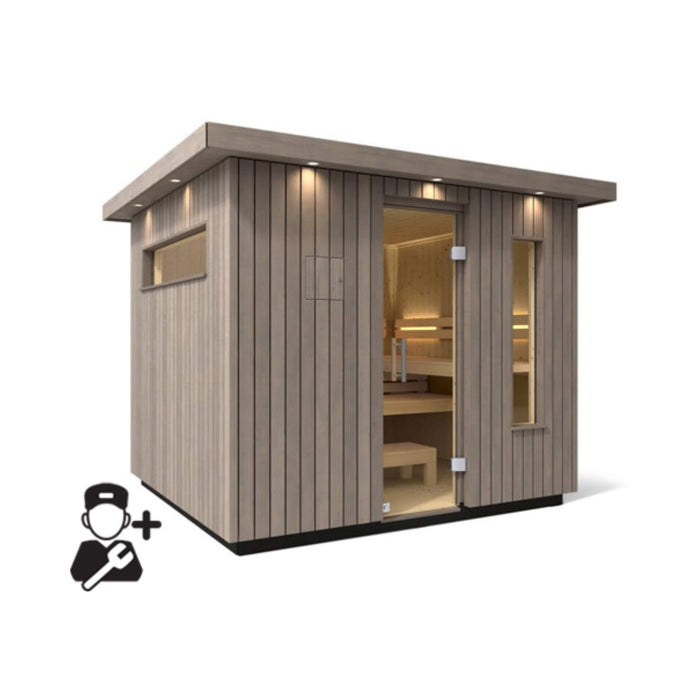 Kohler C2 Outdoor Weathered Gray Spruce Sauna Kit (SAK39184) - Elite Recovery Wellness