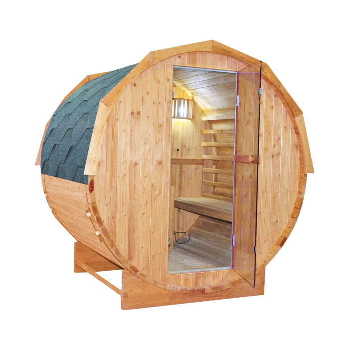 Thermora Large Premium American White Oak Outdoor Wooden Barrel Sauna With 4.5KW Sauna Heater (SAK45968) - Elite Recovery Wellness