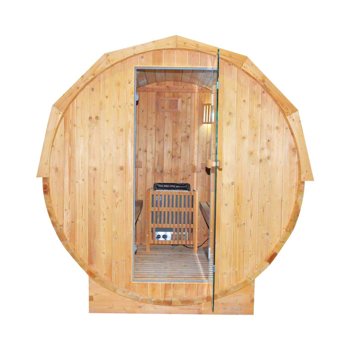 Thermora Large Premium American White Oak Outdoor Wooden Barrel Sauna With 4.5KW Sauna Heater (SAK45968) - Elite Recovery Wellness
