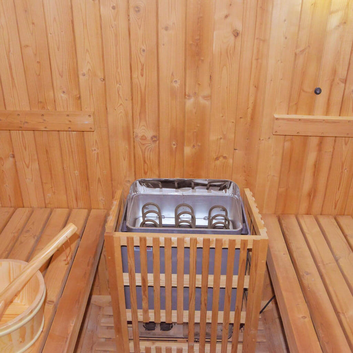 Thermora Large Premium American White Oak Outdoor Wooden Barrel Sauna With 4.5KW Sauna Heater (SAK45968) - Elite Recovery Wellness