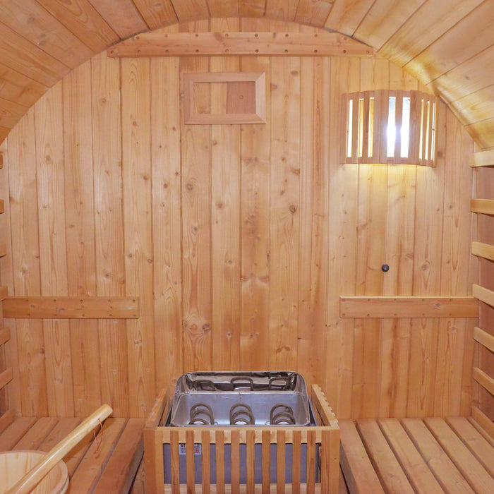 Thermora Large Premium American White Oak Outdoor Wooden Barrel Sauna With 4.5KW Sauna Heater (SAK45968) - Elite Recovery Wellness