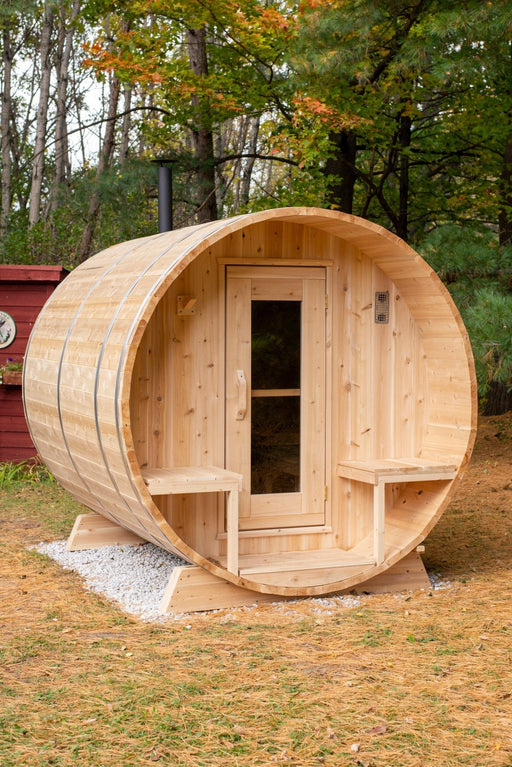 LeisureCraft Serenity Barrel Sauna – 3–4 Person Outdoor Cedar Sauna - Elite Recovery Wellness
