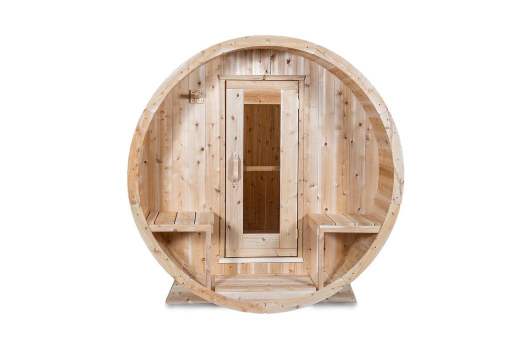 LeisureCraft Serenity Barrel Sauna – 3–4 Person Outdoor Cedar Sauna