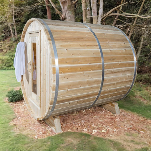 Leisurecraft Timber Harmony 4 Person Outdoor Barrel Sauna - Elite Recovery Wellness