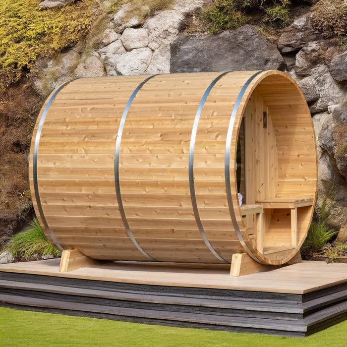 InHouse Wellness LeisureCraft Tranquility Barrel Sauna for up to 8 People | Premium Canadian Cedar