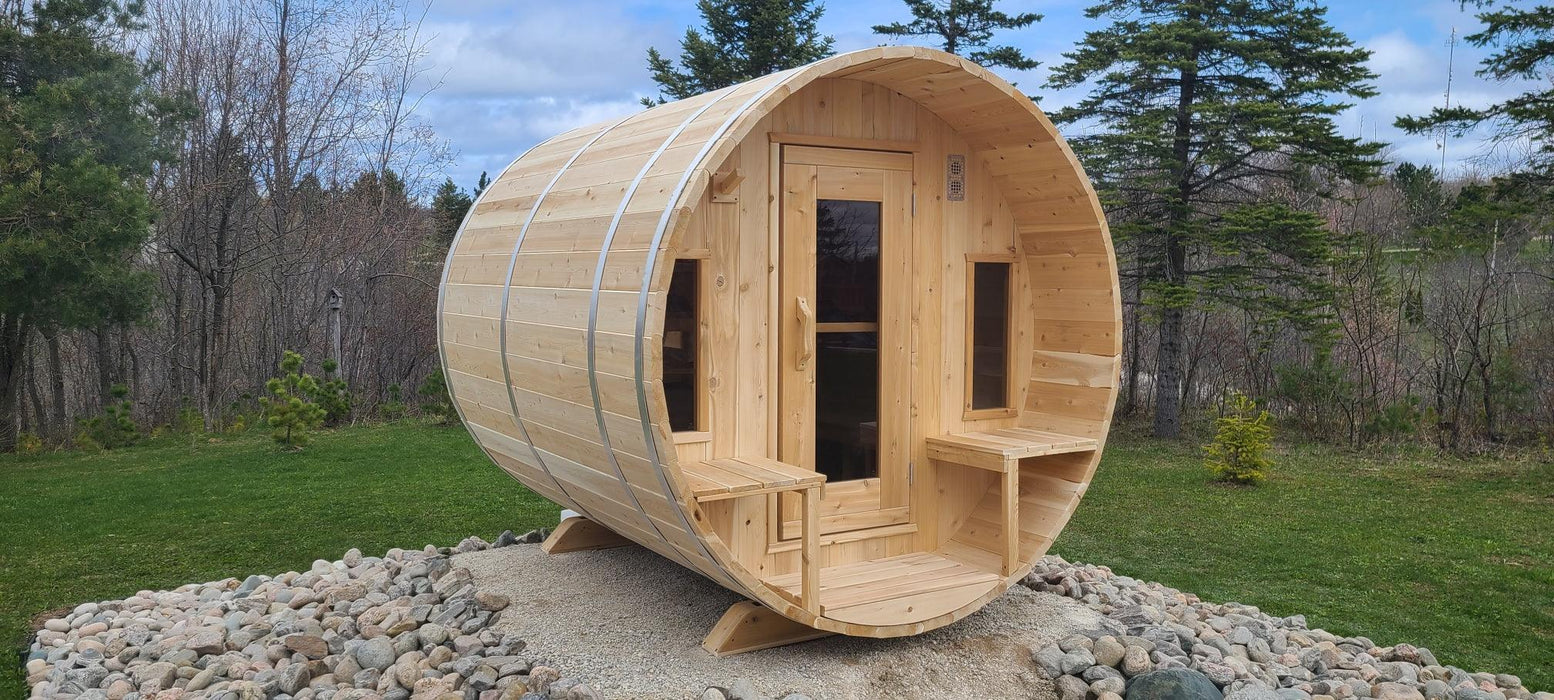 InHouse Wellness LeisureCraft Tranquility Barrel Sauna for up to 8 People | Premium Canadian Cedar