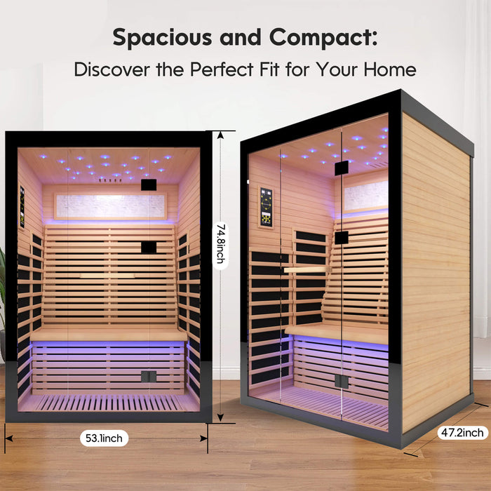 Thermora Flux Luxury 2 - Person Canadian Hemlock Wood Far Infrared Home Sauna (SAK02184) - Elite Recovery Wellness