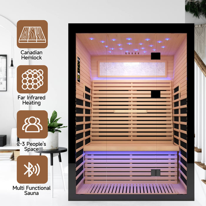 Thermora Flux Luxury 2 - Person Canadian Hemlock Wood Far Infrared Home Sauna (SAK02184) - Elite Recovery Wellness
