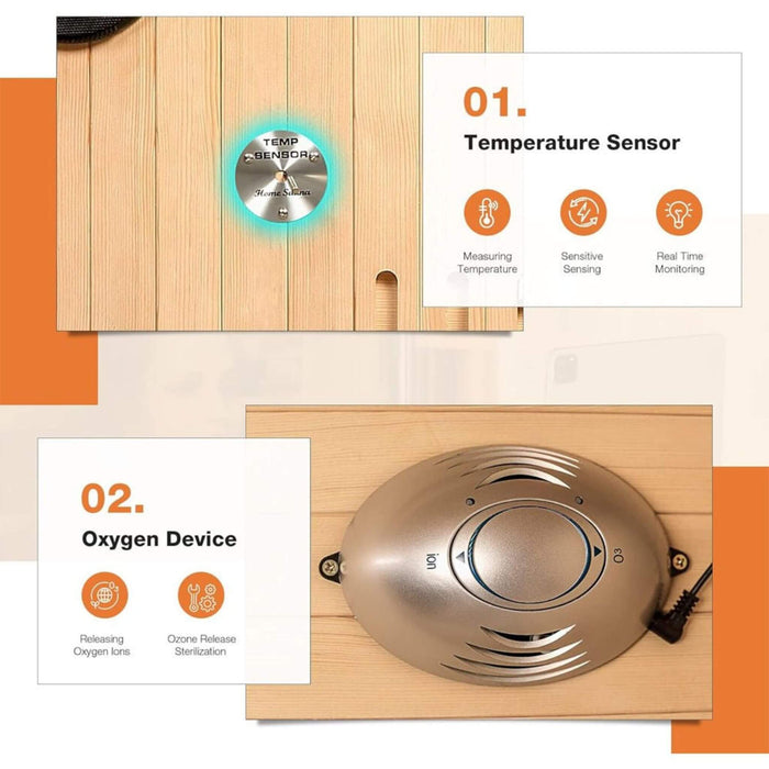 Thermora Valen Luxury 2 - Person Low EMF FAR Infrared Heat Wood Home Personal Spa Sauna W/ Panoramic Tempered Glass, 2000W (SAK27481) - Elite Recovery Wellness
