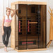 Thermora Valen Luxury 2 - Person Low EMF FAR Infrared Heat Wood Home Personal Spa Sauna W/ Panoramic Tempered Glass, 2000W (SAK27481) - Elite Recovery Wellness
